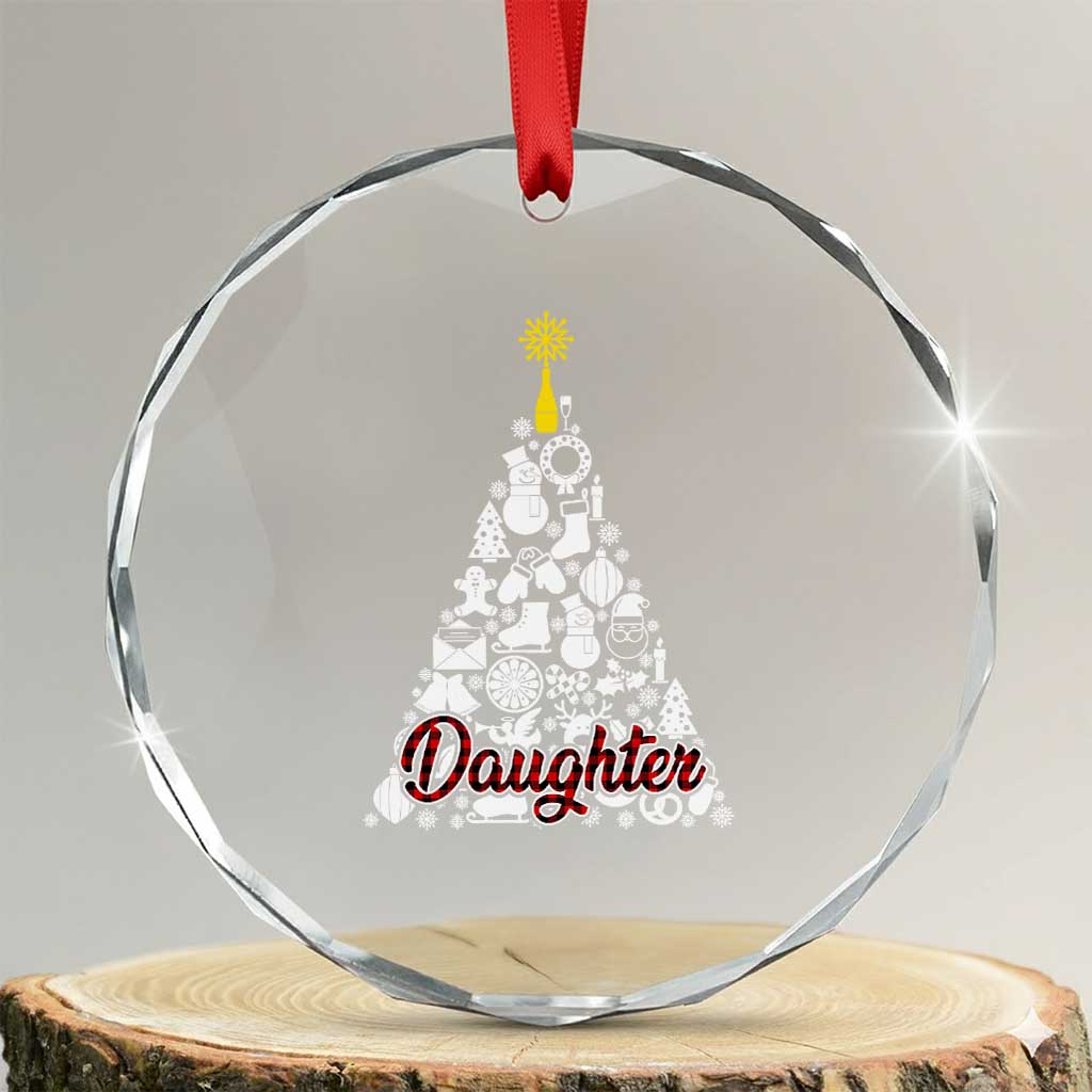 Xmas Tree Crystal Glass Ornament Red Plaid Daughter TS02