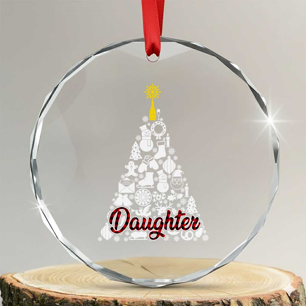 Xmas Tree Crystal Glass Ornament Red Plaid Daughter - Wonder Print Shop