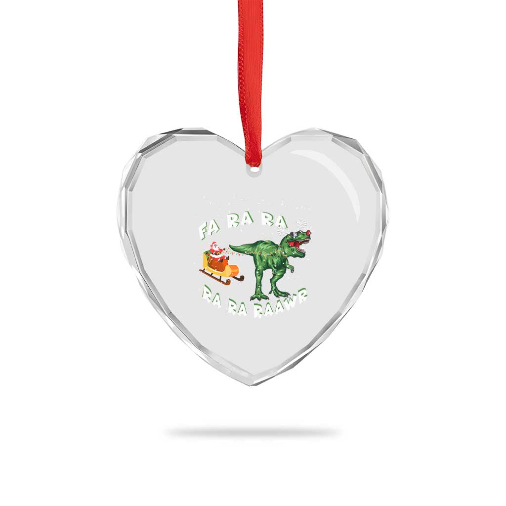 Xmas Tree Rex Fa Ra Rawr Dinosaur Heart Crystal Glass Ornament - Wonder Print Shop