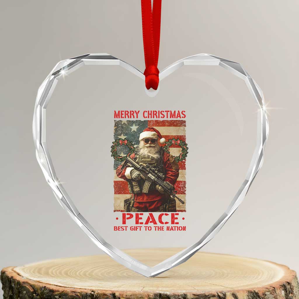 Xmas Veteran Heart Crystal Glass Ornament Peace Best Gift To The Nation Santa Army - Wonder Print Shop