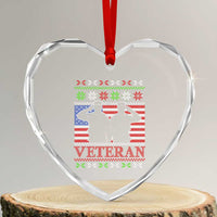 Xmas Veteran Heart Crystal Glass Ornament Soldier America Flag Patriotic - Wonder Print Shop