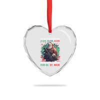 Xmas Veteran Heart Crystal Glass Ornament Up On The Rooftop Click Click Click Santa Patriotic - Wonder Print Shop