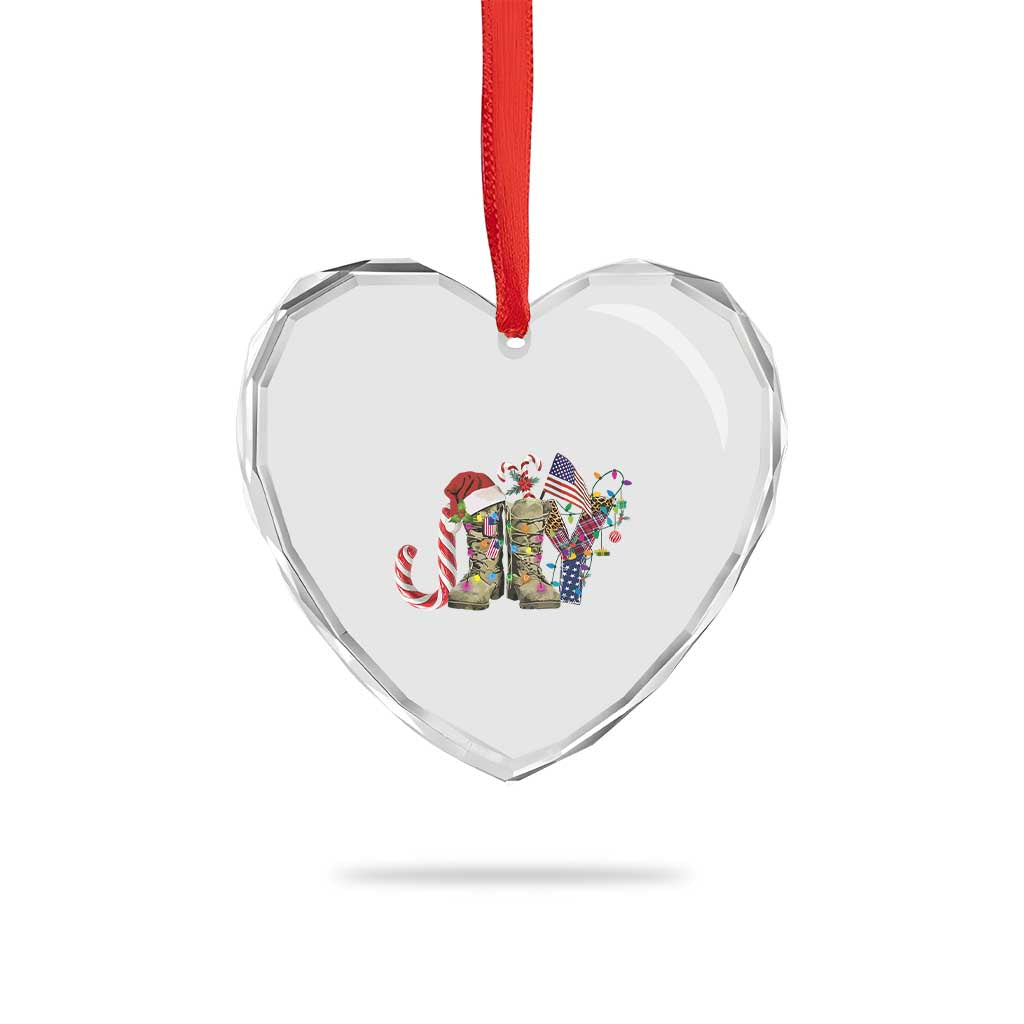 Xmas Veterans Heart Crystal Glass Ornament Joy Candy Cane American Flag - Wonder Print Shop