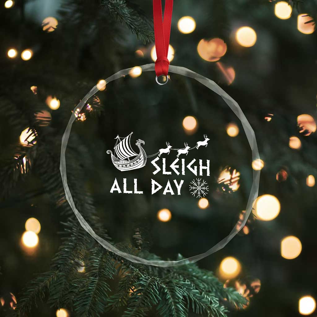 Xmas Viking Crystal Glass Ornament Sleigh All Day Reindeers Longships TS11