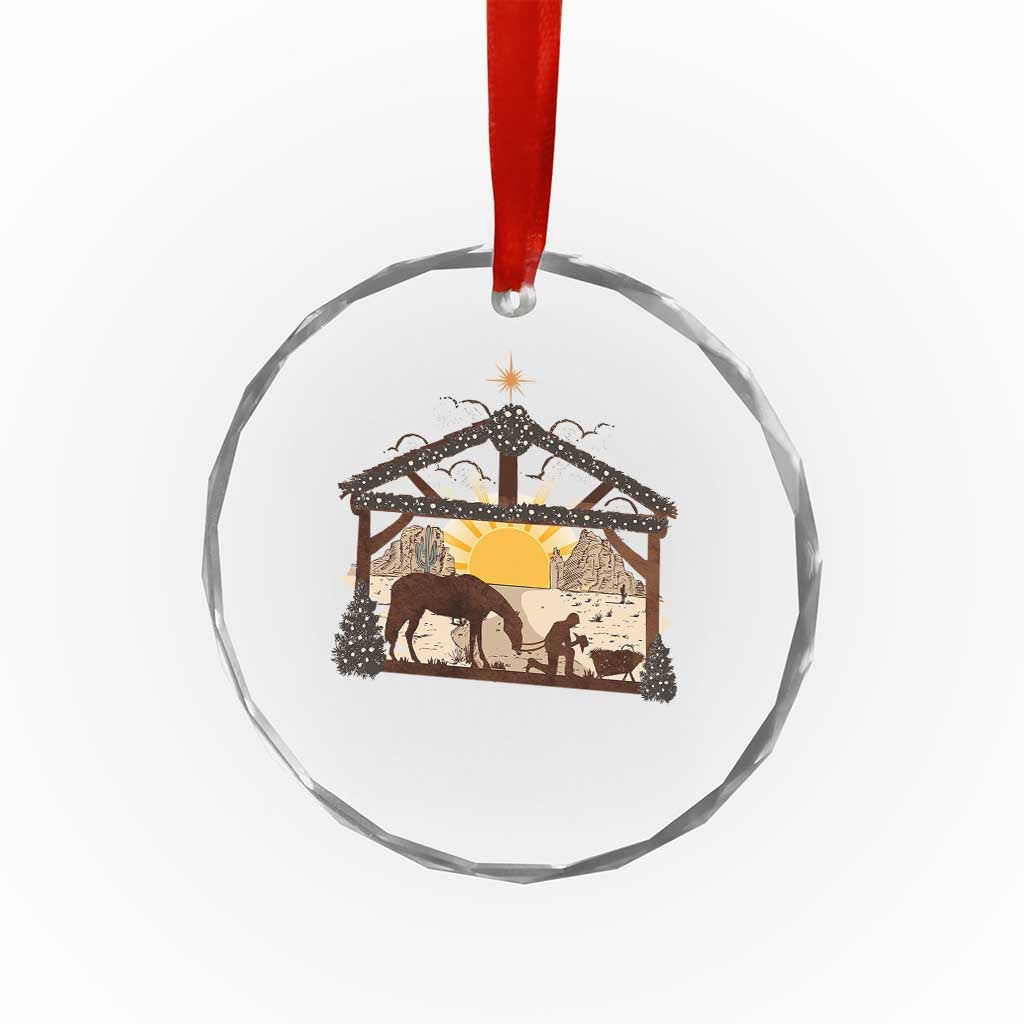Xmas Western Crystal Glass Ornament True Story Jesus Cowboy Nativity Scene TS11