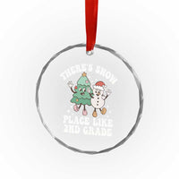 XmasTeacher Crystal Glass Ornament Theres Snow Place Like 2nd Grade Merry Xmas Retro Groovy TS02
