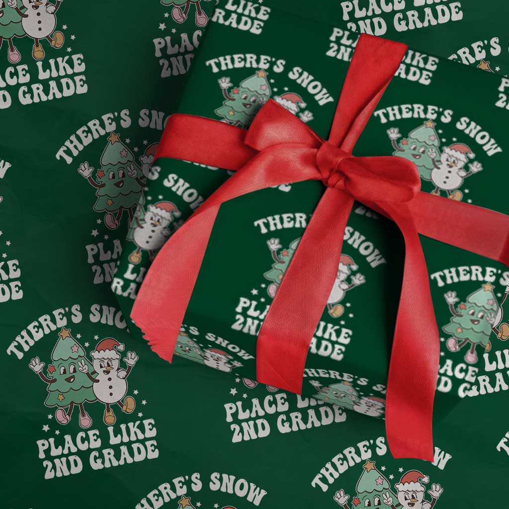 XmasTeacher Wrapping Paper Roll There’s Snow Place Like 2nd Grade Merry Xmas Retro Groovy