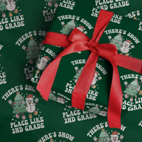 XmasTeacher Wrapping Paper Roll There’s Snow Place Like 2nd Grade Merry Xmas Retro Groovy