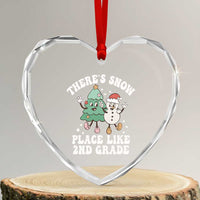 XmasTeacher Heart Crystal Glass Ornament There’s Snow Place Like 2nd Grade Merry Xmas Retro Groovy - Wonder Print Shop