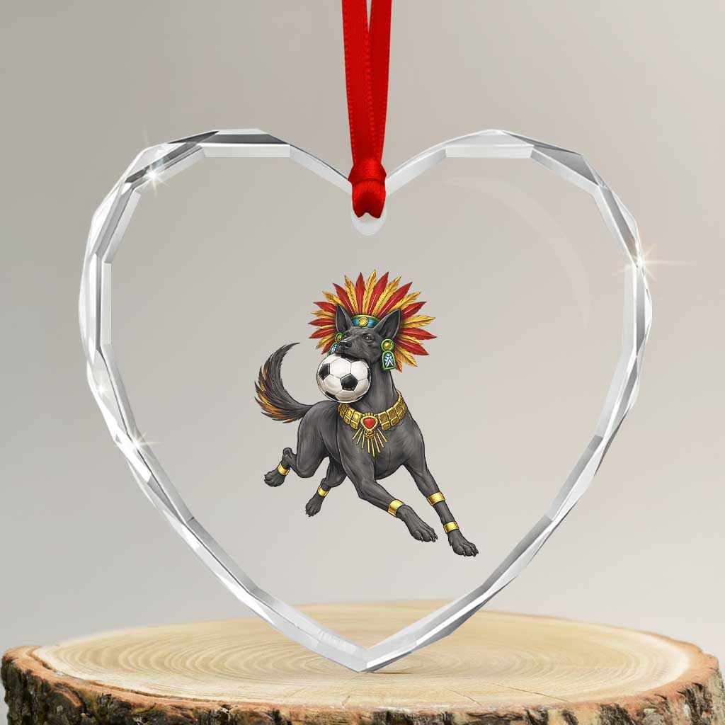 Xolo Dog Soccer Aztec Mexican Fan Gift Heart Crystal Glass Ornament