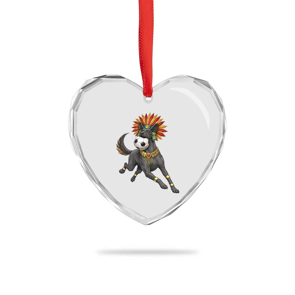 Xolo Dog Soccer Aztec Mexican Fan Gift Heart Crystal Glass Ornament