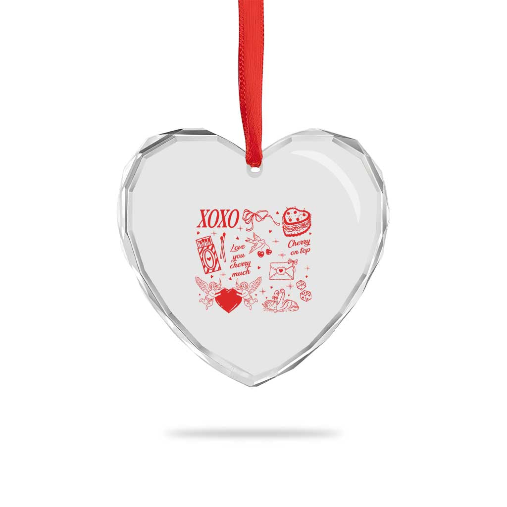 Xoxo Valentines Day Heart Crystal Glass Ornament Love You Cherry Much Vintage Coquette