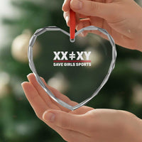 XX Does Not Equal XY Save Girls Sports Heart Crystal Glass Ornament