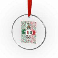 Y Si Si Mexican Flag Floral Folk Art Crystal Glass Ornament Viva Mexico Pride for Soccer Football Fans