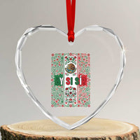 Y Si Si Mexican Flag Floral Folk Art Heart Crystal Glass Ornament Viva Mexico Pride for Soccer Football Fans