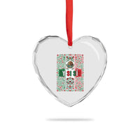 Y Si Si Mexican Flag Floral Folk Art Heart Crystal Glass Ornament Viva Mexico Pride for Soccer Football Fans
