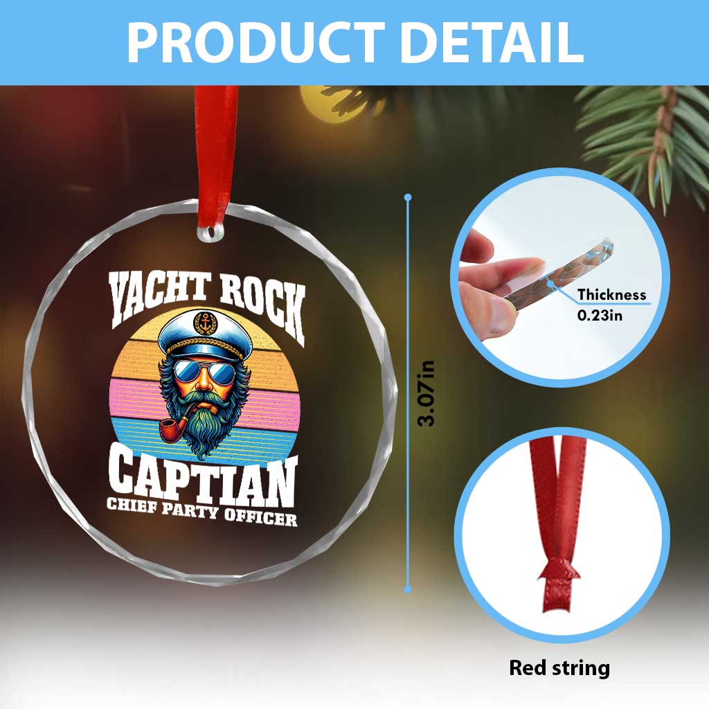 Yacht Rock Captain Crystal Glass Ornament Funny Boating Party Music - Wonder Print Shop