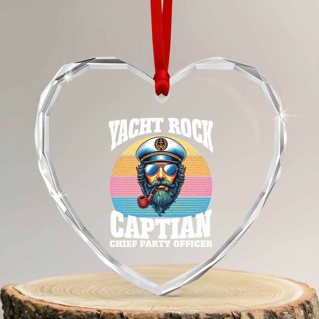 Yacht Rock Captain Heart Crystal Glass Ornament Funny Boating Party Music - Wonder Print Shop