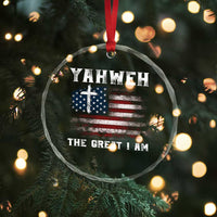 Yahweh The Great I Am Christian Faith Crystal Glass Ornament Vintage American Flag - Wonder Print Shop