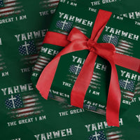 Yahweh The Great I Am Christian Faith Wrapping Paper Roll Vintage American Flag - Wonder Print Shop
