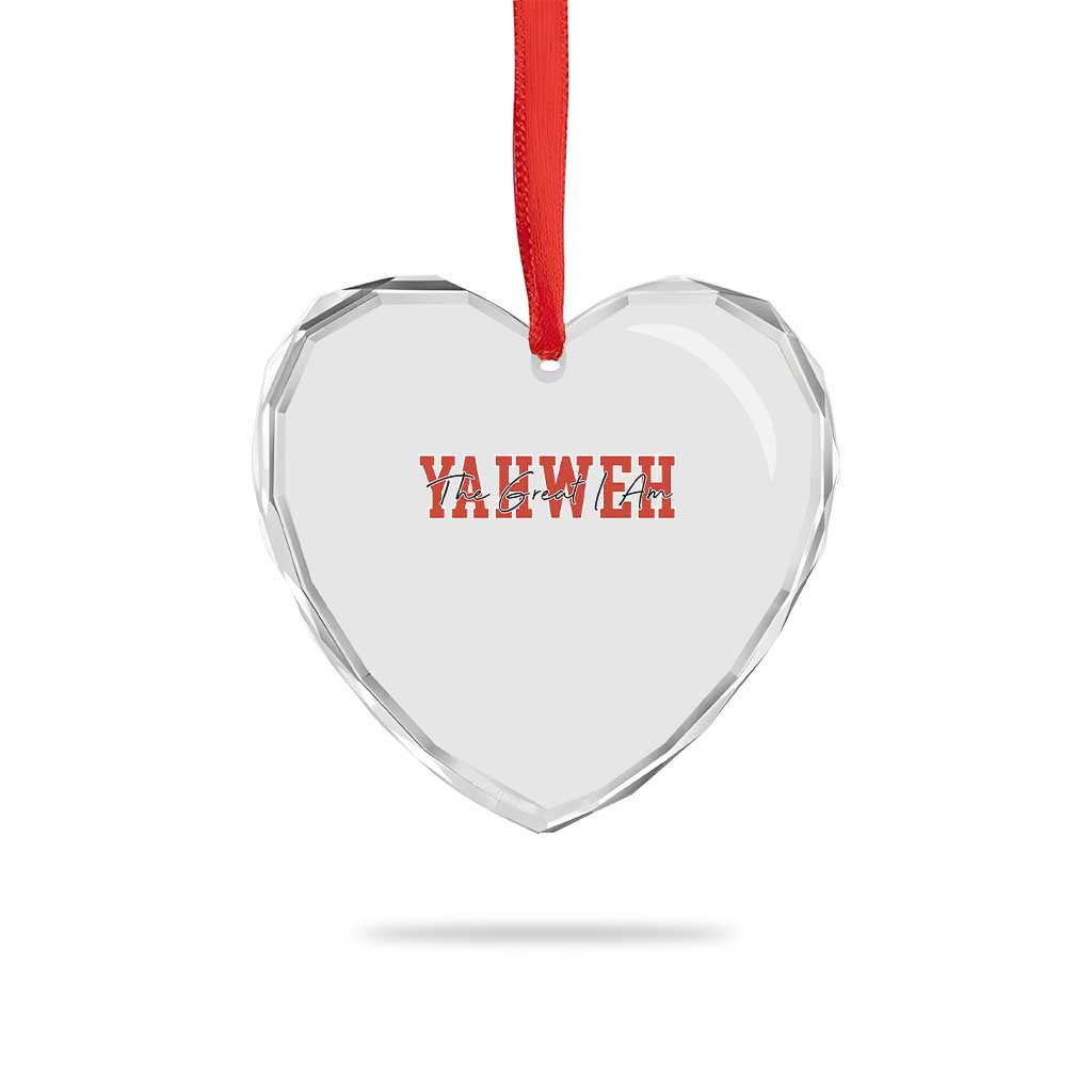 Yahweh The Great I Am Heart Crystal Glass Ornament Christian Religious Faith - Wonder Print Shop