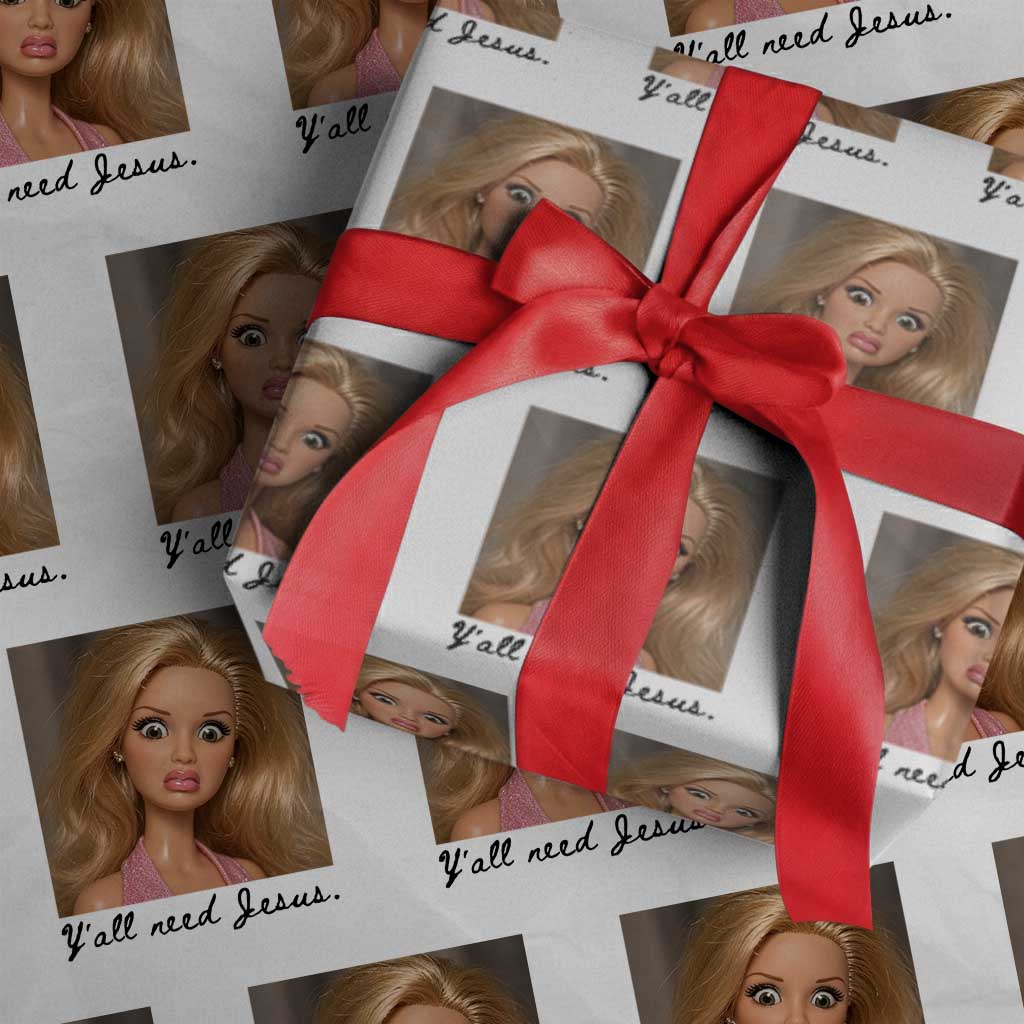 Ya'll Need Jesus Disgusted Face Christian Funny Wrapping Paper Roll