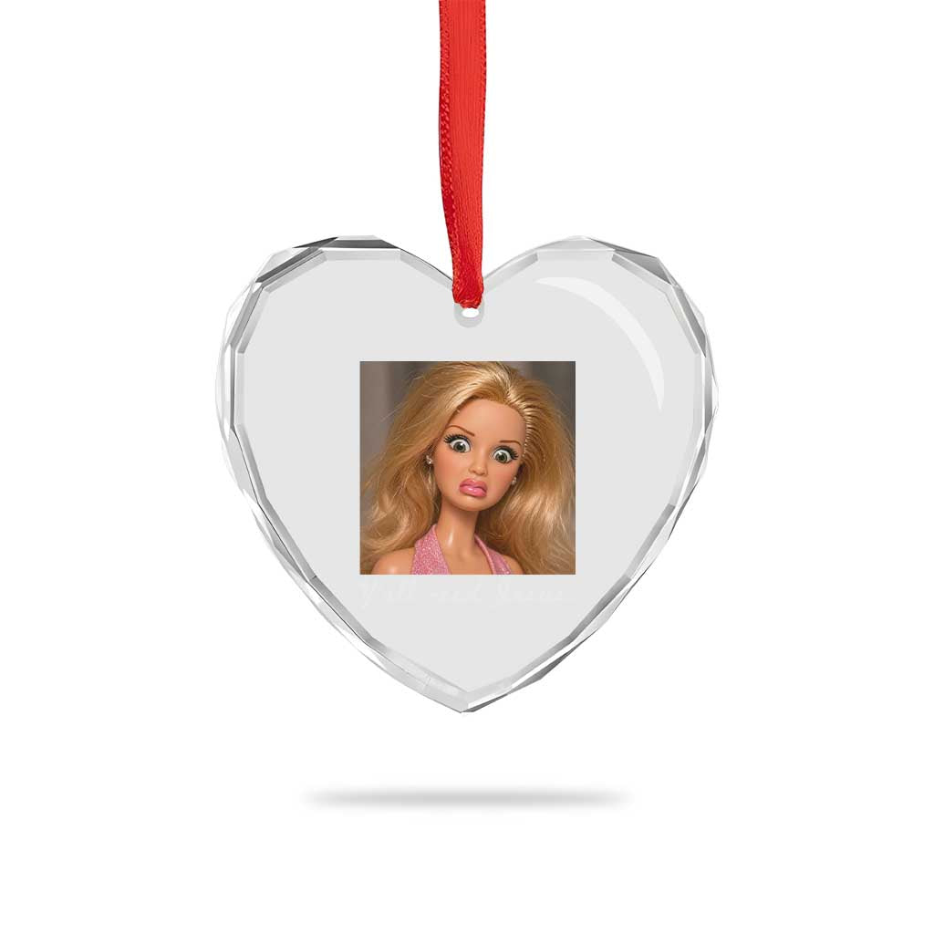Y'all Need Jesus Heart Crystal Glass Ornament Funny Girls Meme Saying Christian Humor