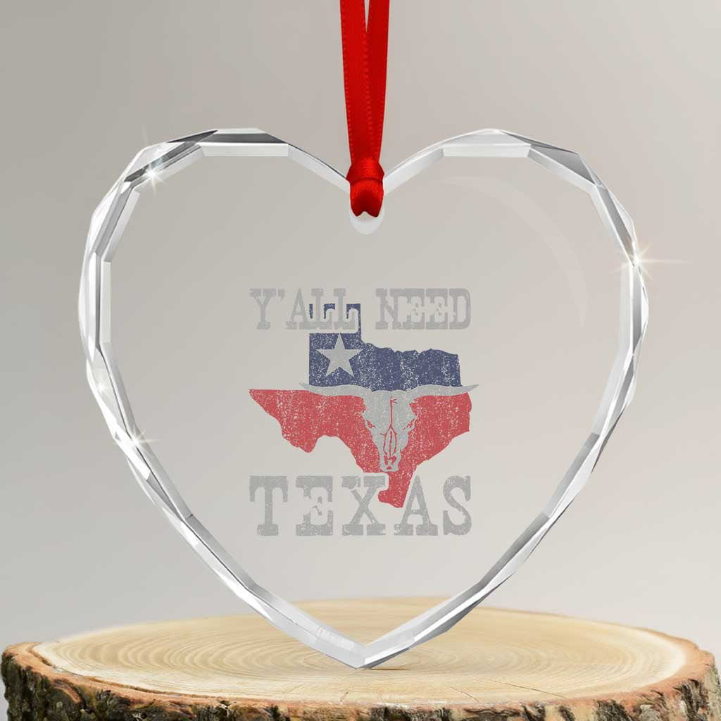 Yall Need Texas Heart Crystal Glass Ornament State Map Vintage - Wonder Print Shop