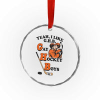 Yeah I Like GHB Gay Hockey Boys Crystal Glass Ornament LGBTQ Pride Hockey Fan - Wonder Print Shop