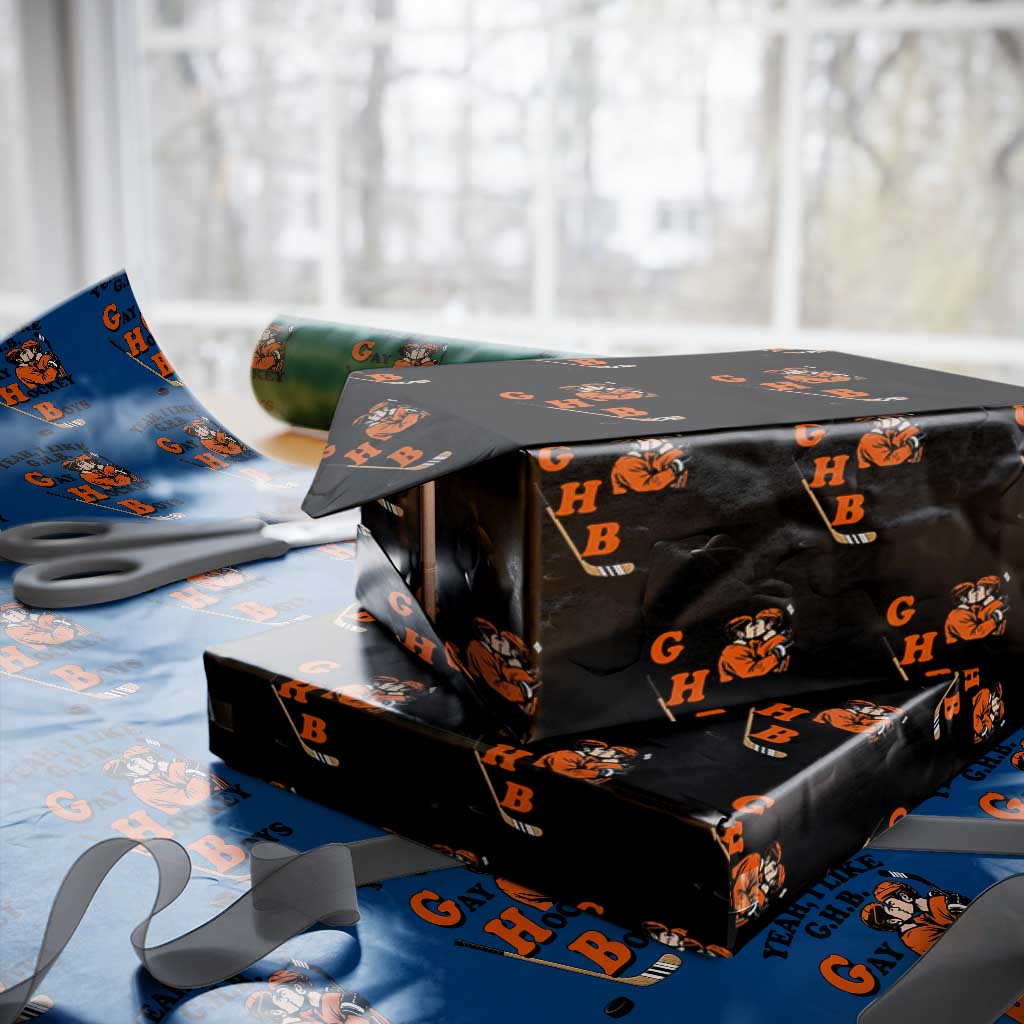 Yeah I Like GHB Gay Hockey Boys Wrapping Paper Roll LGBTQ Pride Hockey Fan - Wonder Print Shop