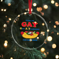 Yeah I’m GAY Got A Yearning For Hot Dogs Crystal Glass Ornament Funny Foodie Humor Retro Graphic