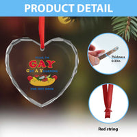Yeah I’m GAY Got A Yearning For Hot Dogs Heart Crystal Glass Ornament Funny Foodie Humor Retro Graphic