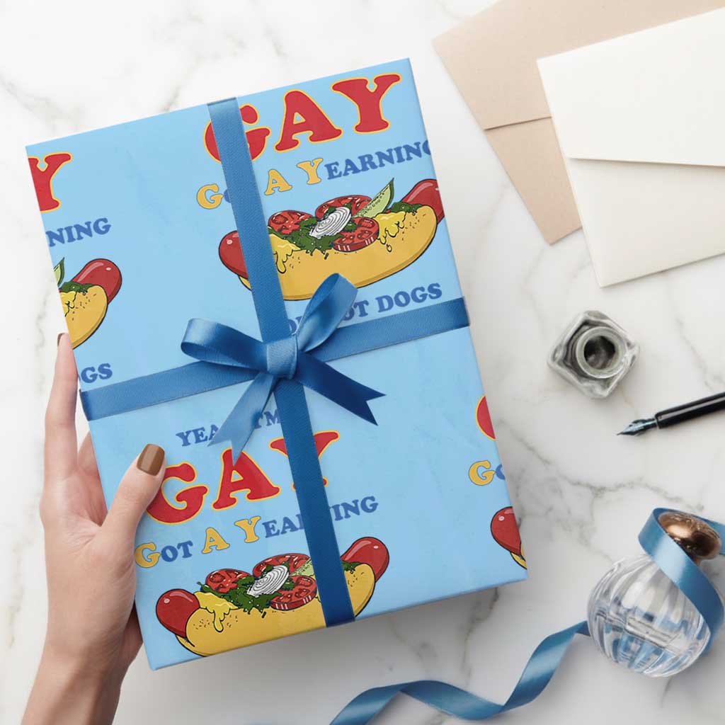 Yeah I’m GAY Got A Yearning For Hot Dogs Wrapping Paper Roll Funny Foodie Humor Retro Graphic