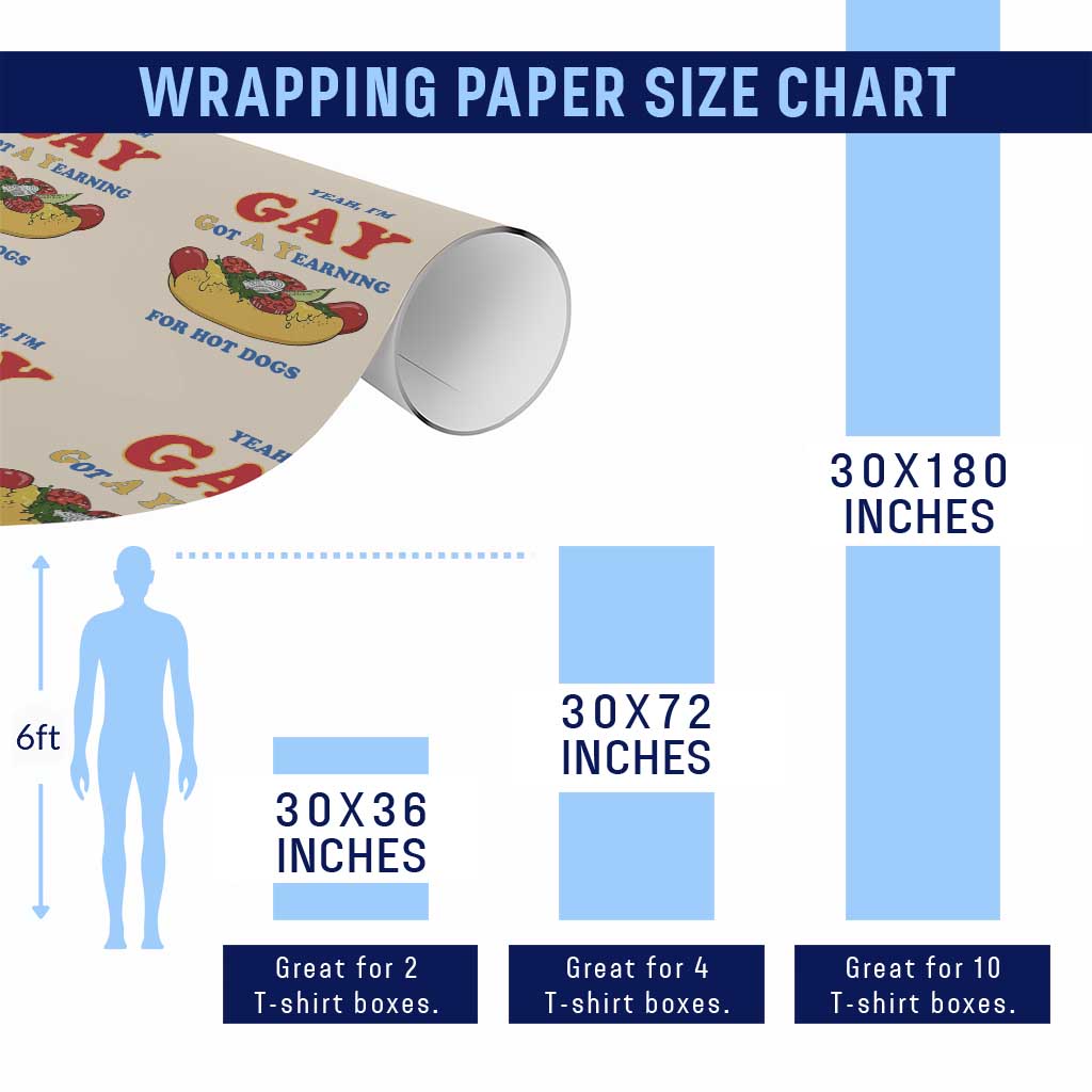 Yeah I’m GAY Got A Yearning For Hot Dogs Wrapping Paper Roll Funny Foodie Humor Retro Graphic