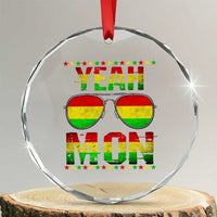 Yeah Mon Jamaican Pride Crystal Glass Ornament Jamaican Vacation Jamaica Reggae Sunglasses - Wonder Print Shop