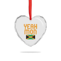 Yeah Mon Jamaican Pride Heart Crystal Glass Ornament Jamaican Vacation Jamaica Reggae Roots - Wonder Print Shop