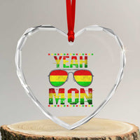 Yeah Mon Jamaican Pride Heart Crystal Glass Ornament Jamaican Vacation Jamaica Reggae Sunglasses - Wonder Print Shop