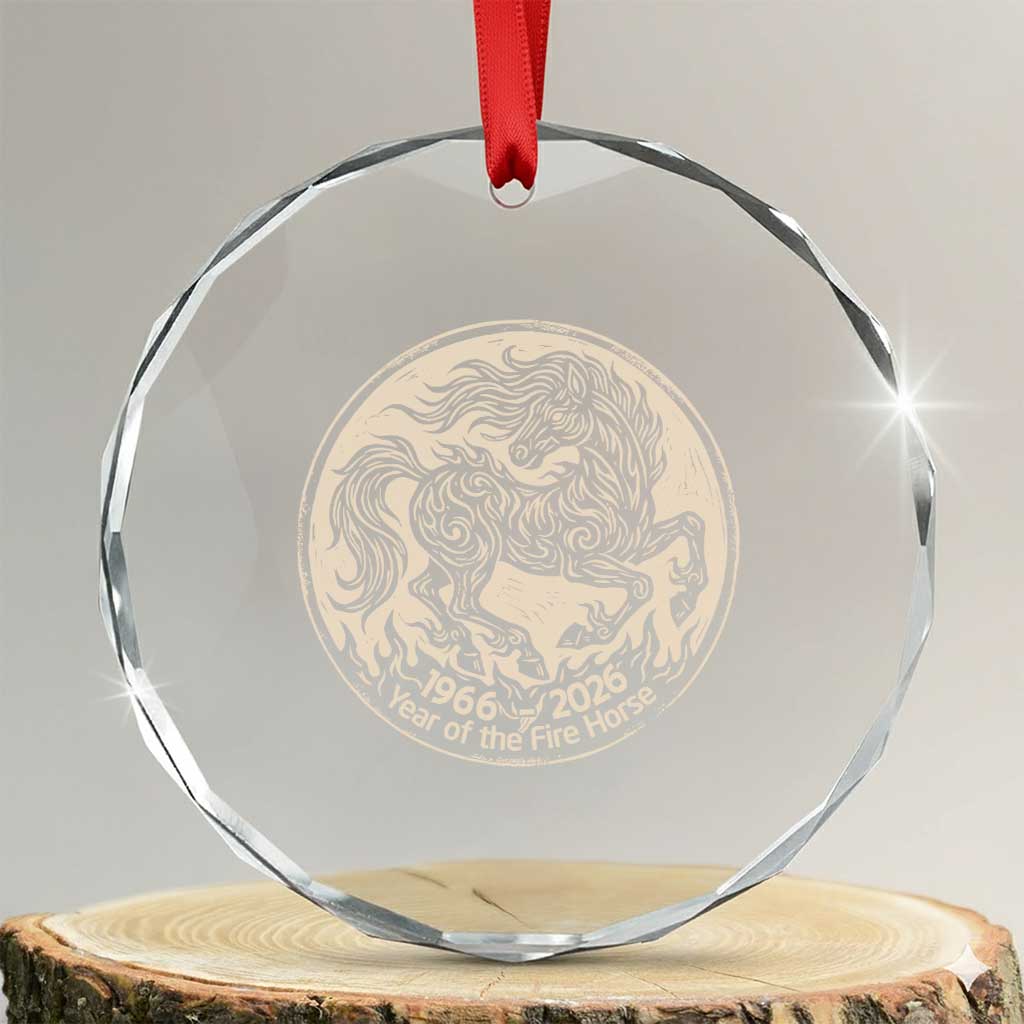 Year of the Fire Horse 1966 2026 Graphic Crystal Glass Ornament 60 Years Chinese Zodiac Horse Vintage Style