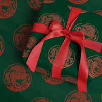 Year of the Fire Horse 1966 2026 Red Graphic Wrapping Paper Roll 60 Years Chinese Zodiac Horse Vintage Style