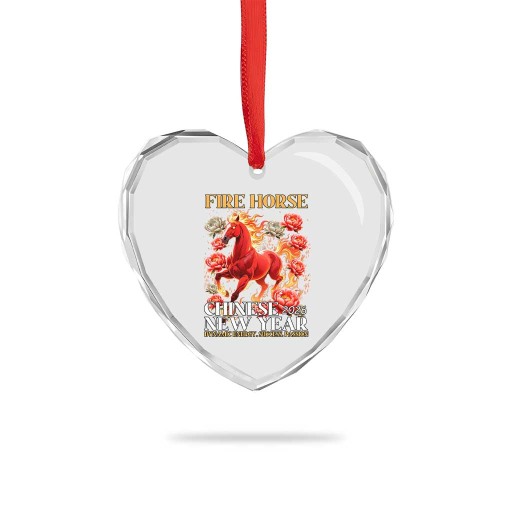 Year of The Fire Horse 2026 Heart Crystal Glass Ornament Chinese New Year Peony Flower - Wonder Print Shop