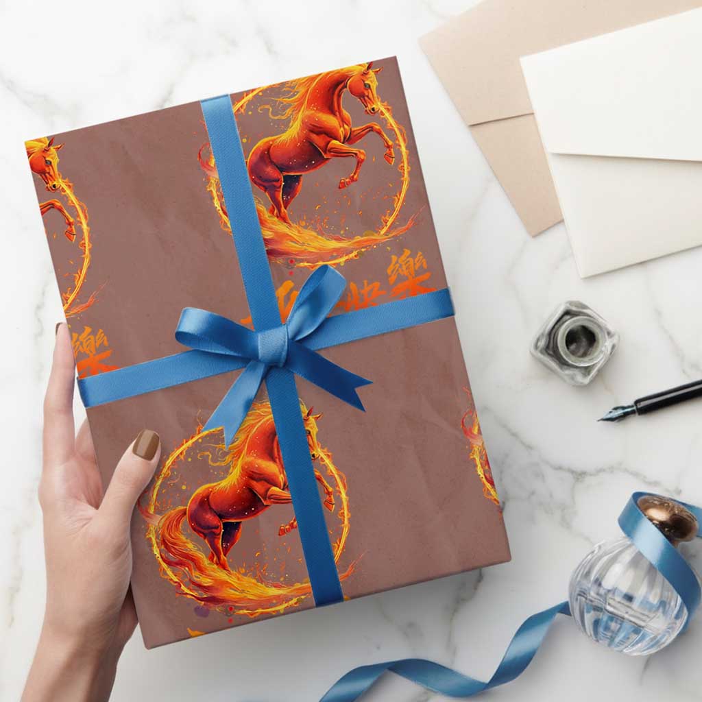 Year of The Fire Horse 2026 Wrapping Paper Roll Chinese Zodiac Lunar New Year - Wonder Print Shop