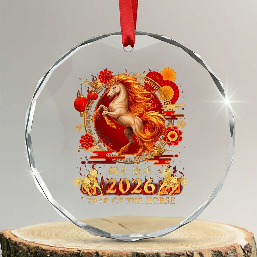 Year of The Fire Horse Crystal Glass Ornament Funny Chinese Zodiac Lunar New Year 2026 - Wonder Print Shop