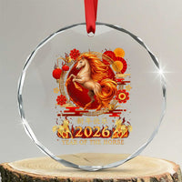 Year of The Fire Horse Crystal Glass Ornament Funny Chinese Zodiac Lunar New Year 2026 - Wonder Print Shop