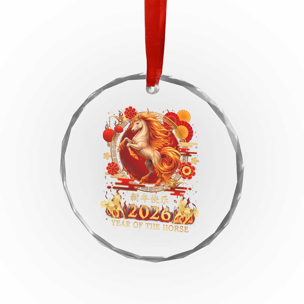 Year of The Fire Horse Crystal Glass Ornament Funny Chinese Zodiac Lunar New Year 2026 - Wonder Print Shop
