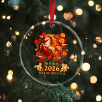 Year of The Fire Horse Crystal Glass Ornament Funny Chinese Zodiac Lunar New Year 2026 - Wonder Print Shop