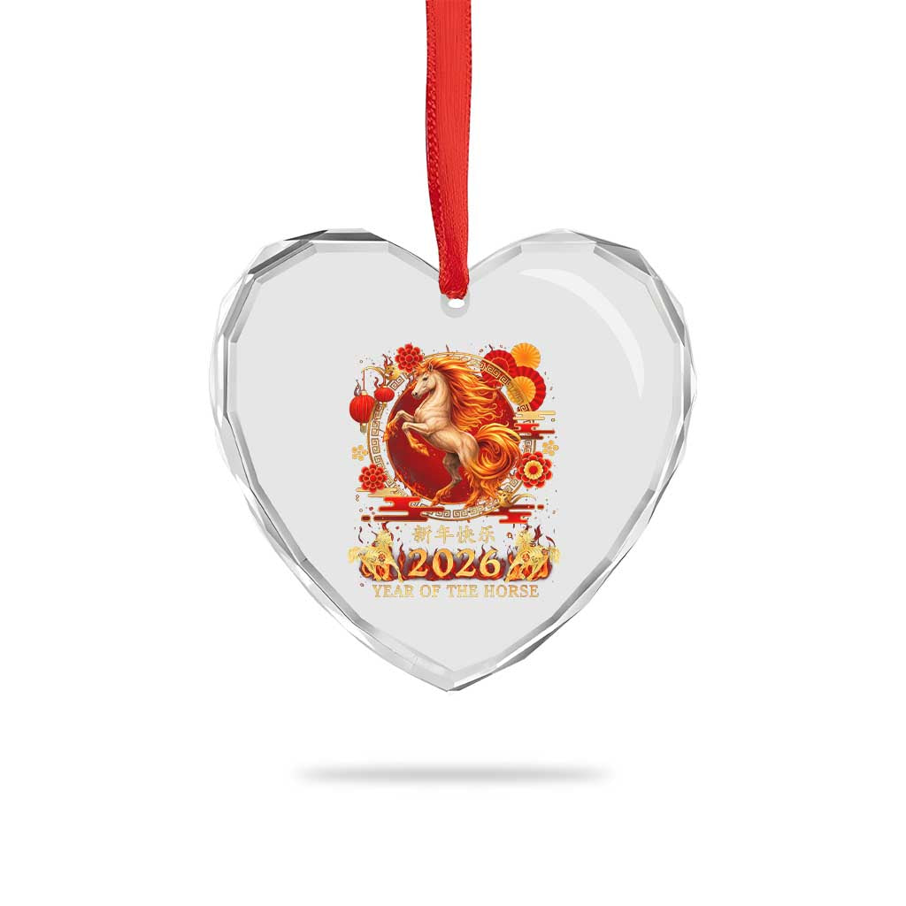 Year of The Fire Horse Heart Crystal Glass Ornament Funny Chinese Zodiac Lunar New Year 2026 - Wonder Print Shop