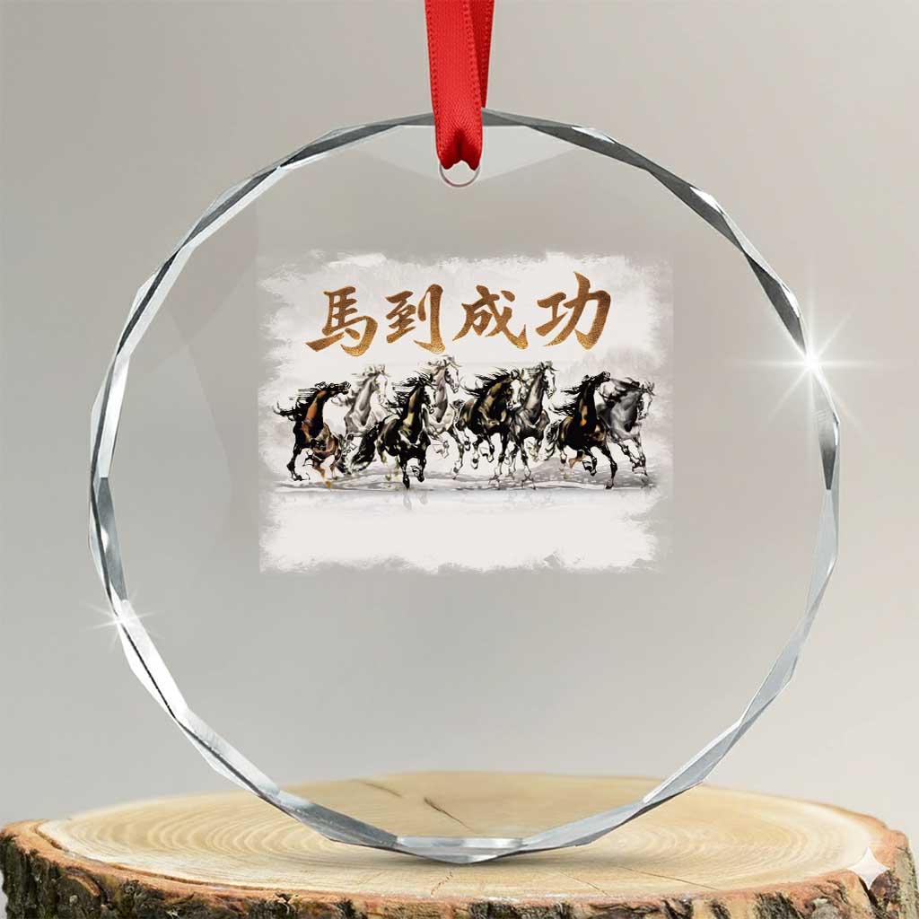 Year of The Horse 2026 Crystal Glass Ornament Gallop Of The 8 Horses Lunar New Year