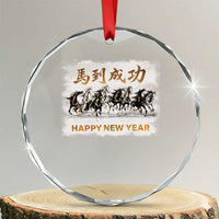 Year of The Horse 2026 Crystal Glass Ornament Happy New Year Gallop Of The 8 Horses