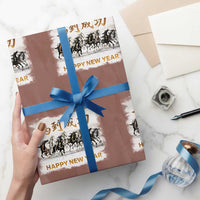 Year of The Horse 2026 Wrapping Paper Roll Happy New Year Gallop Of The 8 Horses