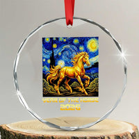 Year of the Horse Starry Night Inspired Graphic Crystal Glass Ornament Golden Horse Chinese Zodiac Art - Wonder Print Shop